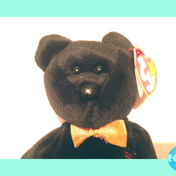 Rare vintage TY Beanie baby 1999 The End black bear #04265 PE Pellets great gift - Picture 5 of 10